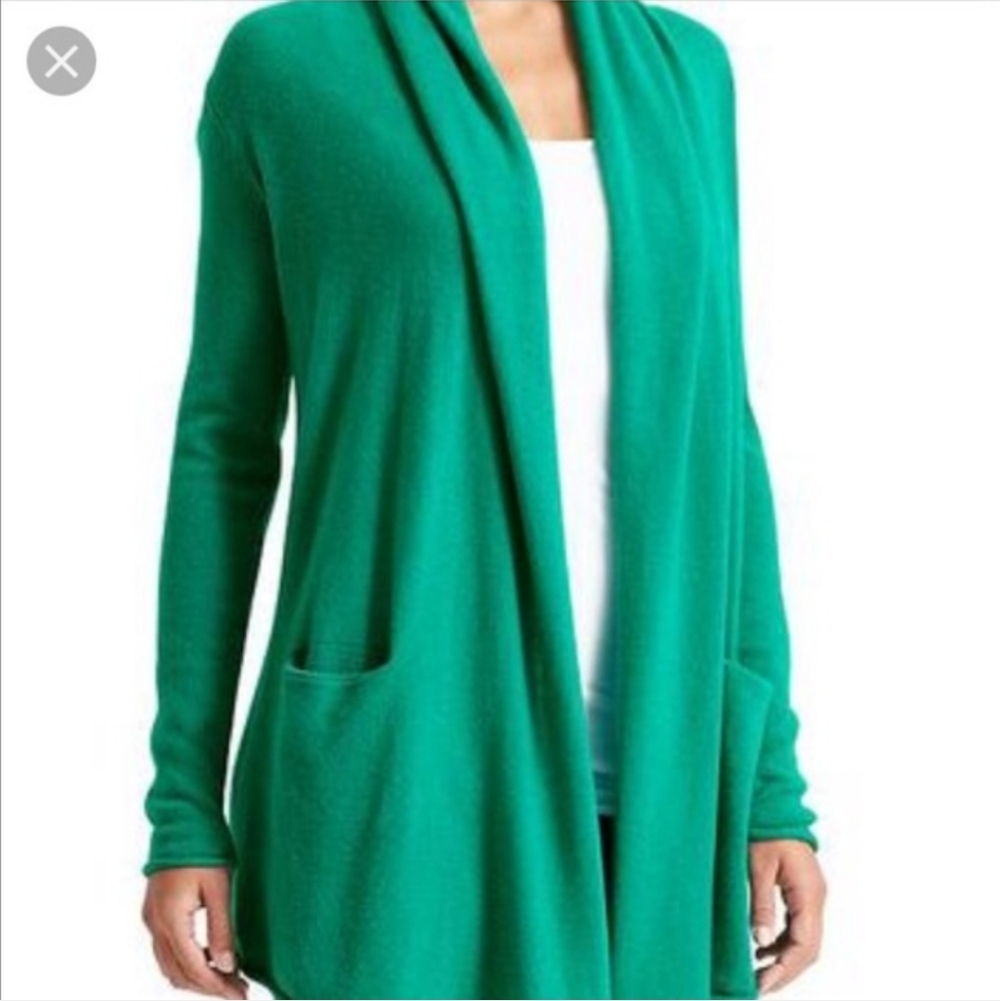 Athleta 100% Cashmesr Open Front Cardigan, Green, Size S